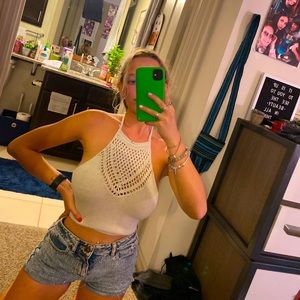 Cream Crochet crop top!
